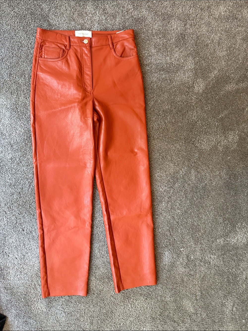 Aritiza Women's Red Faux Leather Straight-Leg Jeans